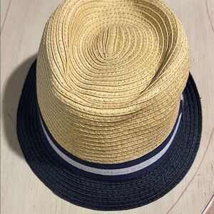 Crewcuts Two-Tone Straw Trilby Hat in Natural & Navy
